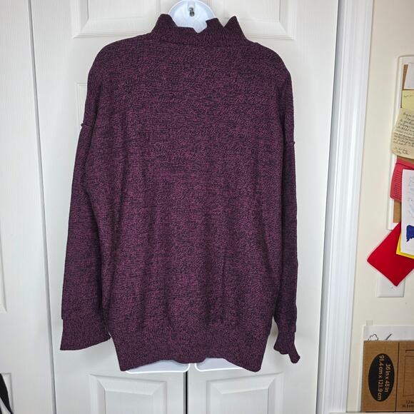 Peace Love World Oversized Turtleneck Burgundy Sweater Sz M - Picture 4 of 9